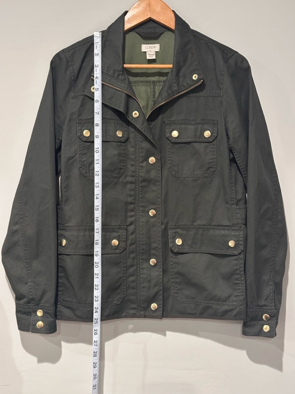 J.Crew Utility Jacket Women Small Olive Green Military Field Coat Cotton - Picture 7 of 8